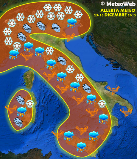 Tempesta di Natale in arrivo sull’Italia