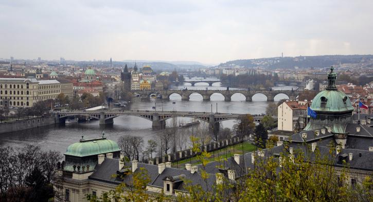 Vue sur les ponts de Letna, Prague, République Tchèque