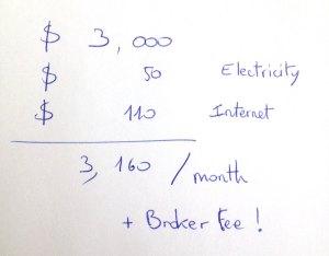 le calcul des charges et loyer par mois à New York