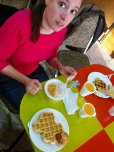 à l'hôtel, gaufres en forme du Texas