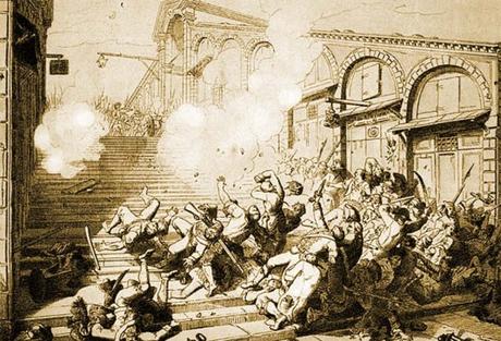 Les troupes françaises de Bonaparte tirent sur la foule au pont du Rialto