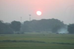 coucher de soleil sur la plaine de Hanoi