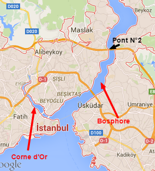Carte Istanbul Bosphore Corne Or