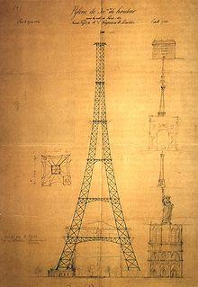 Premier croquis du pylône de 300 mètres © wikipedia.org