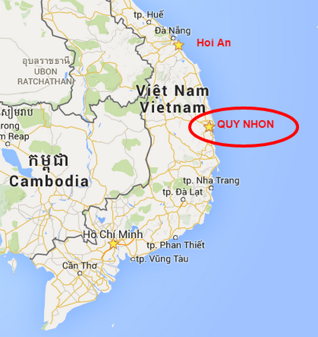 Quy Nhon sur la carte