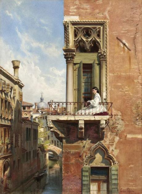 Anna Passini au balcon du Palazzo Priuli
