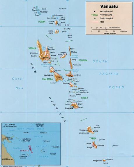 carte de l'archipel du Vanuatu