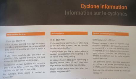 Consignes cyclone en 3 langues Vanuatu