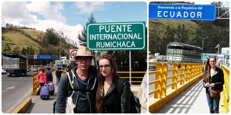 Nous à l'endroit de la frontière Colombie - Equateur sur le pont international Rumichaca