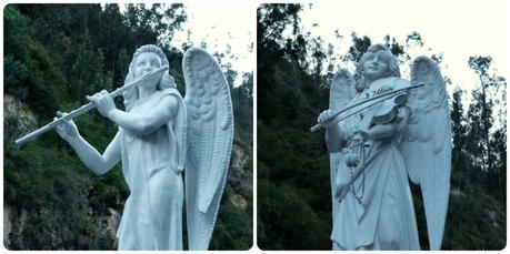 sculptures d'anges jouant de la musique au Santuario de las Lajas de Ipiales