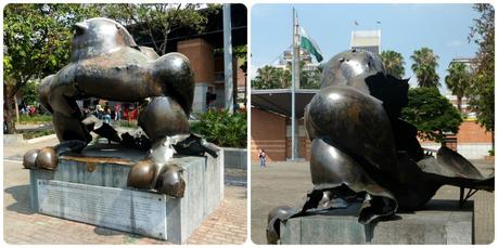 Sculpture du Pájaro éventré de Botero sur la plaza San Antonio de Medellín